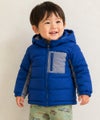 ベビー服 男の子 フード付きジップアップ中綿ジャケットコート ブルー(61) モデル画像アップ