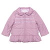 ベビー服 女の子 リボン付きフリル襟ジップアップあったか中綿コート パープル(91) 正面