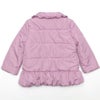 ベビー服 女の子 リボン付きフリル襟ジップアップあったか中綿コート パープル(91) 背面