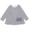 子供服 女の子 綿100％ボーダー柄ポシェットモチーフ付きTシャツ オフホワイト(11) 正面