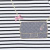 子供服 女の子 綿100％ボーダー柄ポシェットモチーフ付きTシャツ オフホワイト(11) デザインポイント1