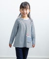子供服 女の子 綿100％ボーダー柄ポシェットモチーフ付きTシャツ ブルー(61) モデル画像2