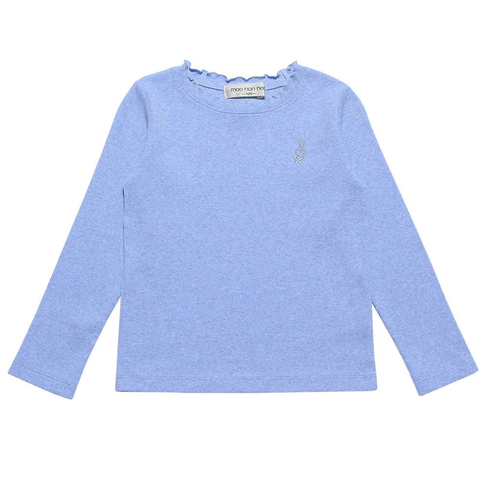 子供服 女の子 音符刺繍リブTシャツ ブルー(61) 正面