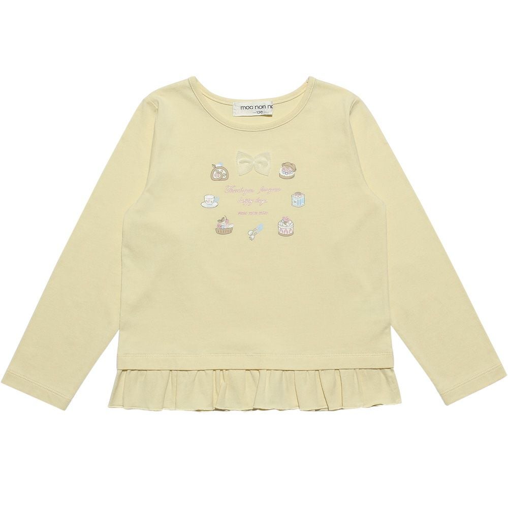 ベビー服 女の子 綿100％ドーナツスイーツプリントTシャツ イエロー(04) 正面