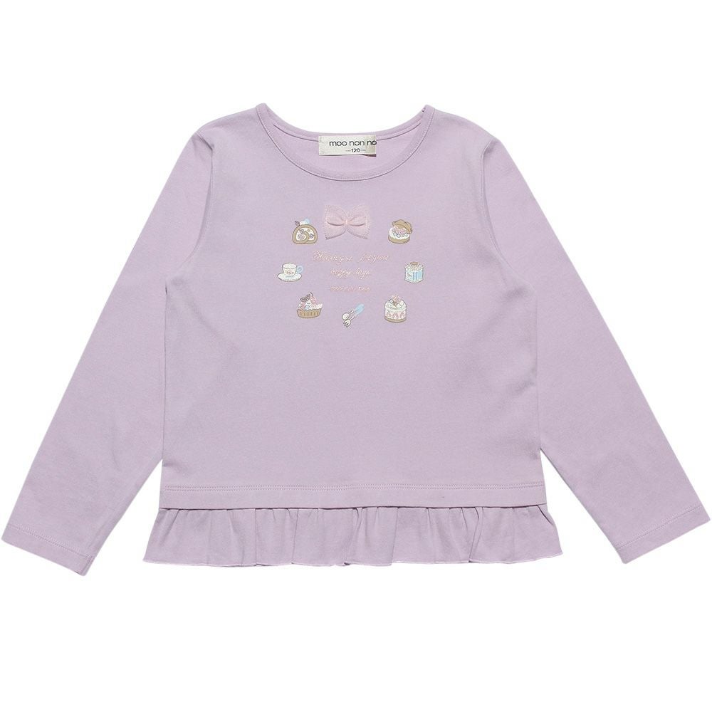 ベビー服 女の子 綿100％ドーナツスイーツプリントTシャツ パープル(91) 正面