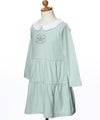 ベビー服 女の子 綿100％襟付きワンピース グリーン(08) トルソー斜め