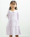 ベビー服 女の子 綿100％襟付きワンピース パープル(91) モデル画像全身