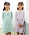 ベビー服 女の子 綿100％襟付きワンピース パープル(91) モデル画像4
