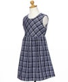 子供服 女の子 チェック柄ギャザーワンピース ネイビー(06) トルソー斜め