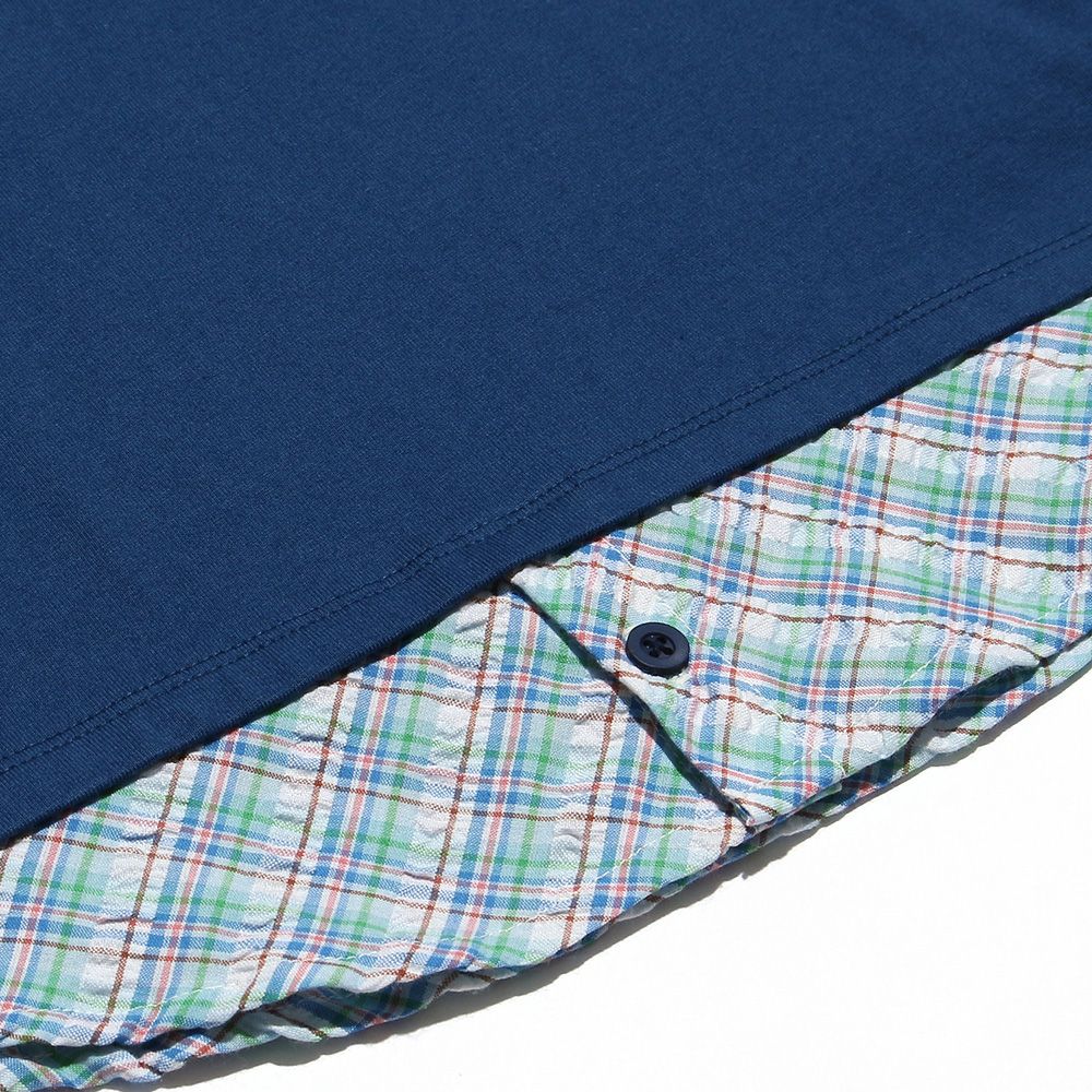 チェック柄重ね着風Tシャツ