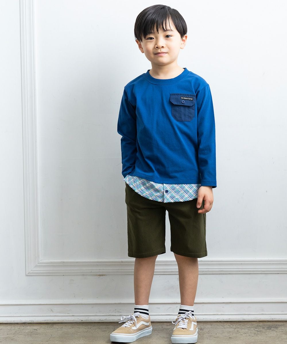 チェック柄重ね着風Tシャツ