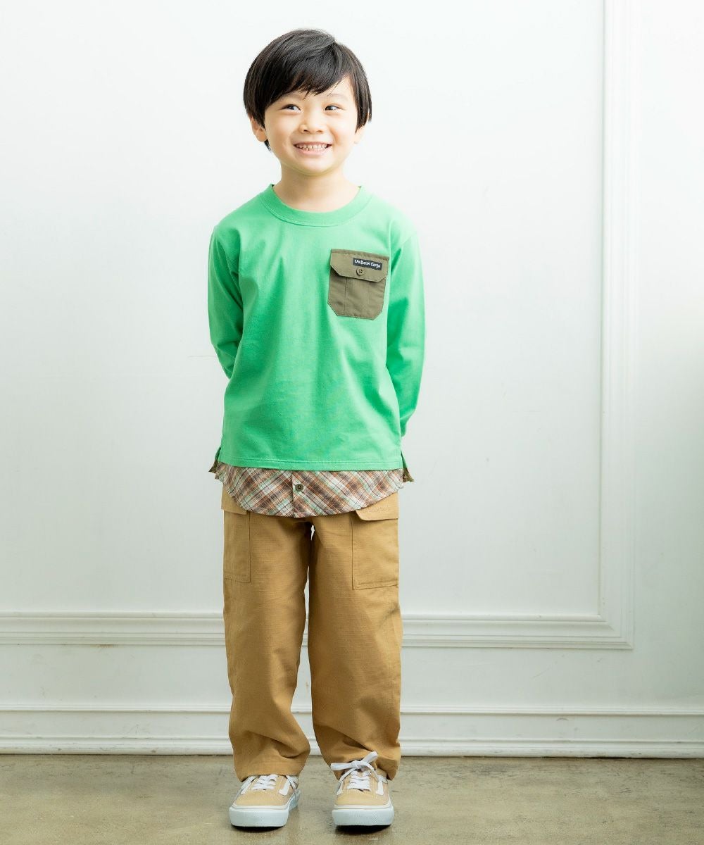チェック柄重ね着風Tシャツ