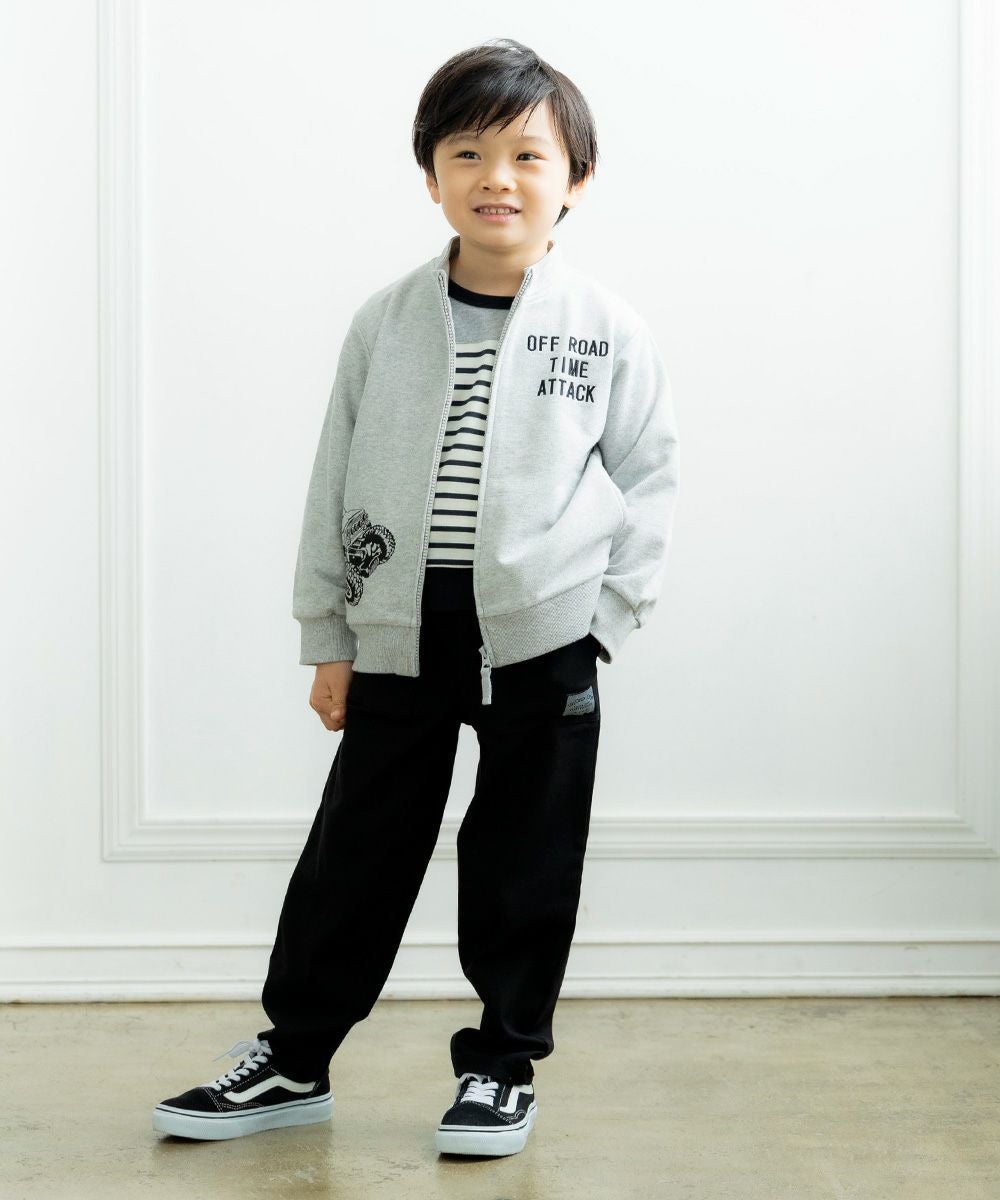 ベビー服 男の子 乗り物プリントミニ裏毛ジャケット 杢ｸﾞﾚｰ(92) モデル画像2