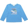 ベビー服 男の子 綿100％乗り物シリーズ電車プリントTシャツ ブルー(61) 正面