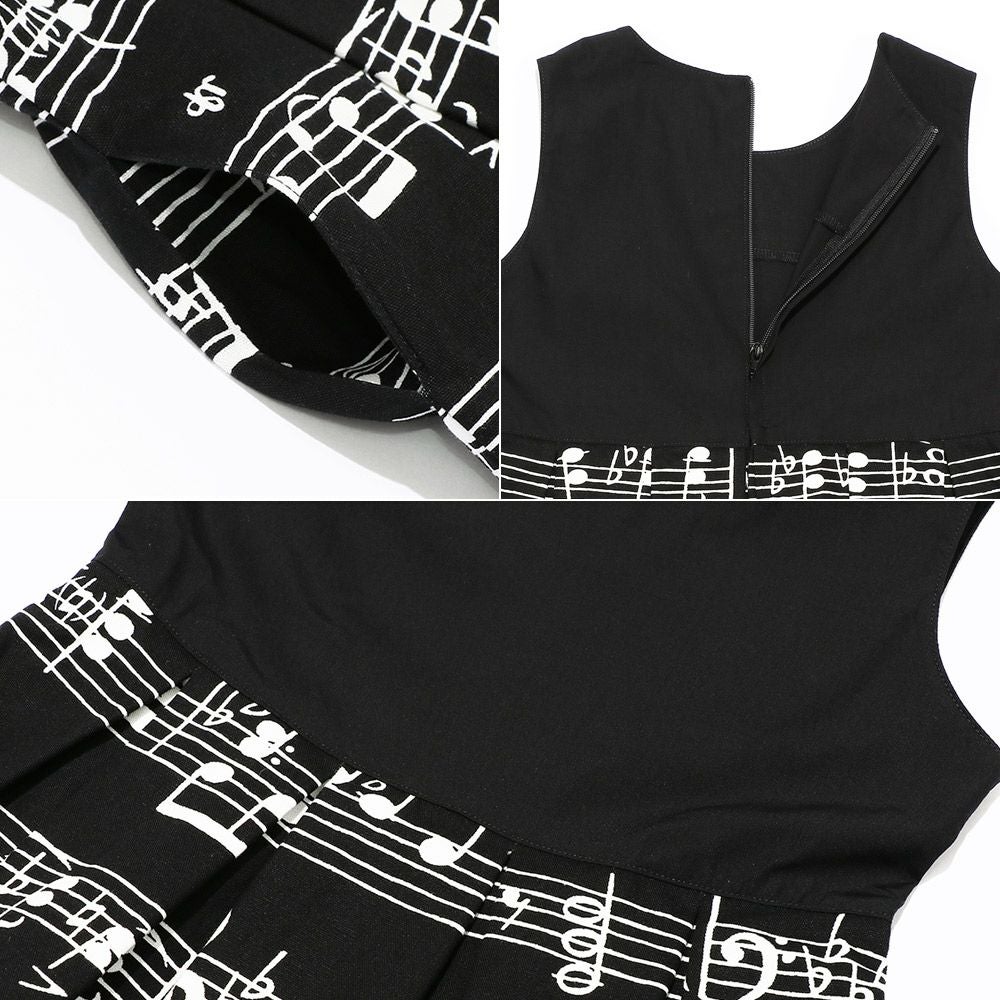 子供服 女の子 日本製音符ワンピース ブラック(00) デザインポイント2