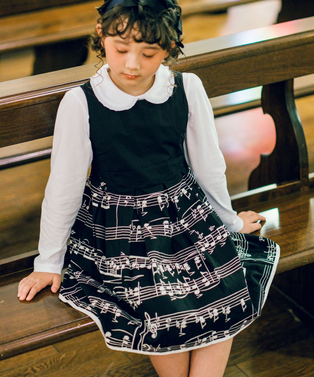 子供服 女の子 日本製音符ワンピース ブラック(00) 
