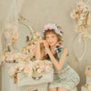 子供服 女の子 日本製花柄＆リボンワンピース グリーン(08) モデル画像1