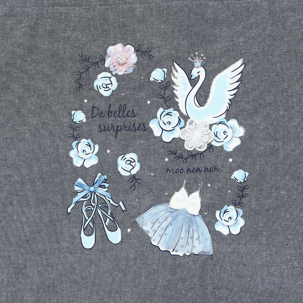 子供服 女の子 スワン＆バレエモチーフお稽古トートバッグ ネイビー(06) デザインポイント1