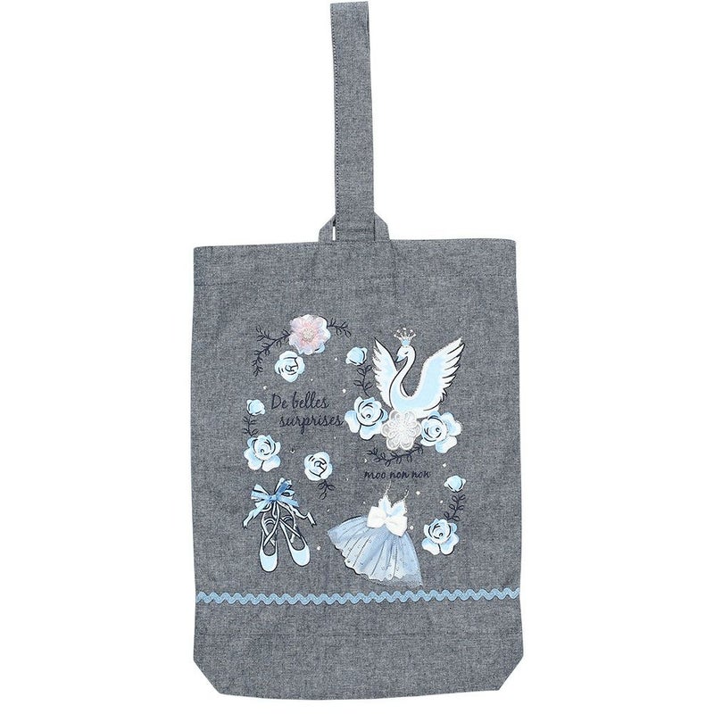 子供服 女の子 スワン＆バレエモチーフプリントシューズバッグ