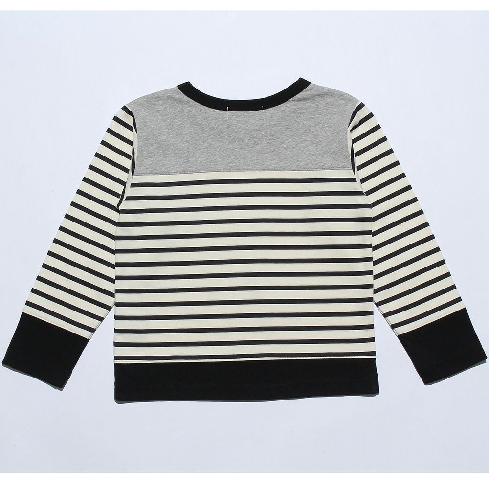 子供服 男の子 綿100％ボーダー柄Tシャツ ブラック(00) 背面