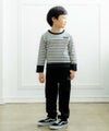 子供服 男の子 綿100％ボーダー柄Tシャツ ブラック(00) モデル画像2