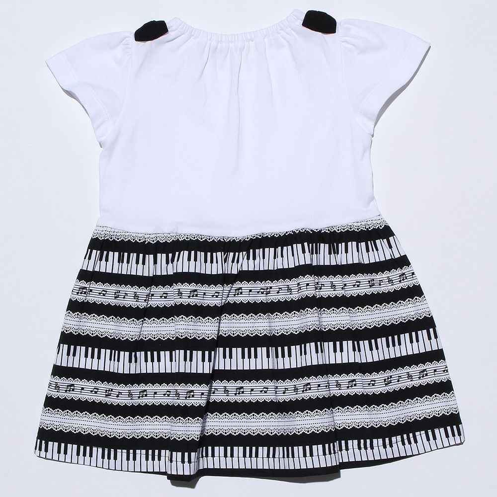 ベビー服 女の子 ベビーサイズ綿100％ピアノプリントワンピース ブラック(00) 背面