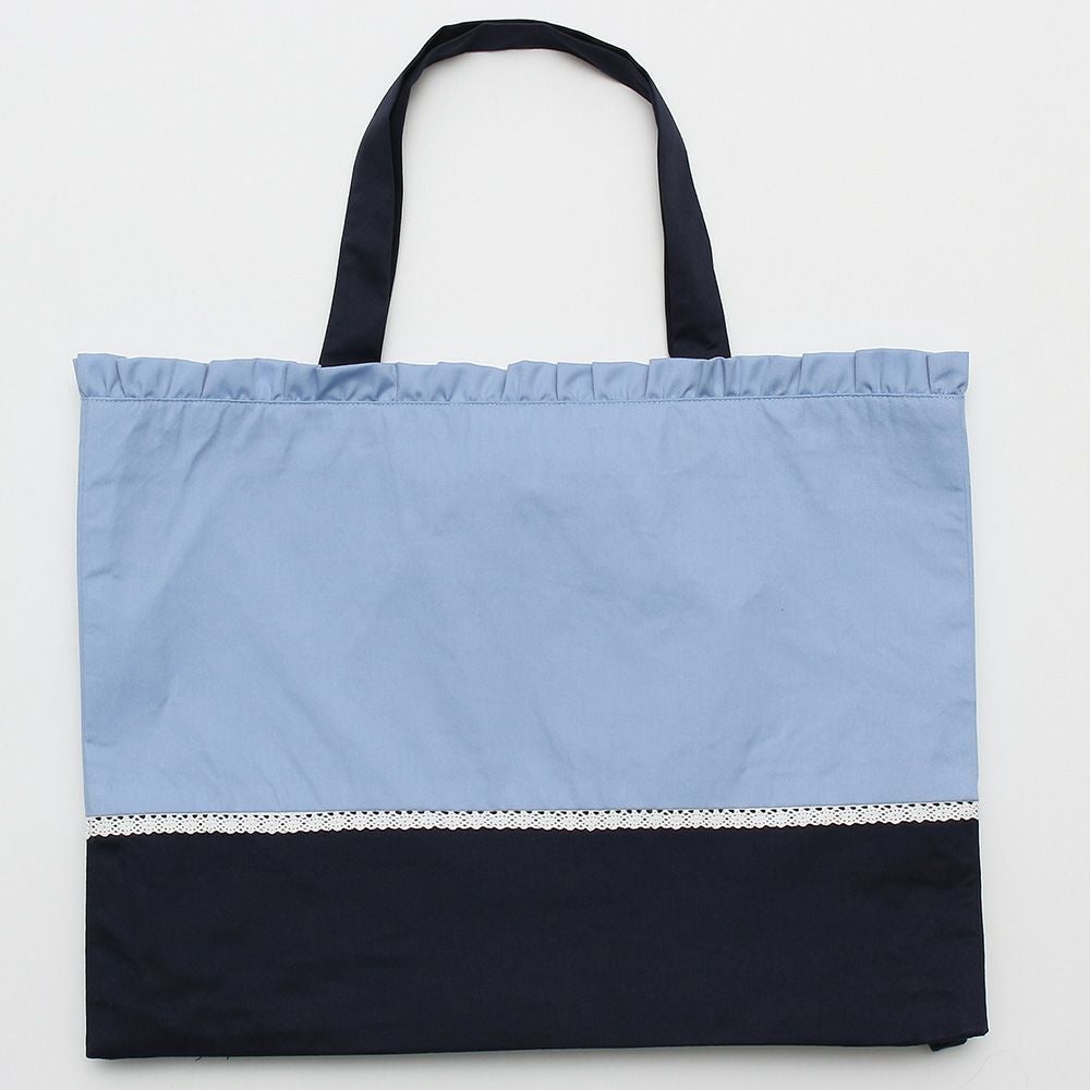 子供服 女の子 リボン付き音符刺繍トートバッグ ブルー(61) 背面