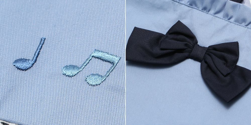 子供服 女の子 リボン付き音符刺繍トートバッグ ブルー(61) デザインポイント1