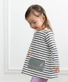 ベビー服 女の子 ベビーサイズ綿100％ボーダー柄Tシャツ オフホワイト(11) モデル画像1