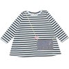 ベビー服 女の子 ベビーサイズ綿100％ボーダー柄Tシャツ ブルー(61) 正面