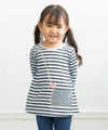 ベビー服 女の子 ベビーサイズ綿100％ボーダー柄Tシャツ ブルー(61) モデル画像全身