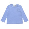 ベビー服 女の子 ベビーサイズ音符刺繍リブ生地無地Tシャツ ブルー(61) 正面