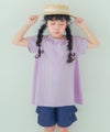 ベビー服 女の子 チェック柄切り替えTシャツ パープル(91)