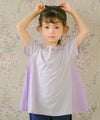 ベビー服 女の子 チェック柄切り替えTシャツ パープル(91)