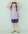 ベビー服 女の子 チェック柄切り替えTシャツ パープル(91)