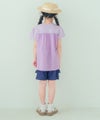ベビー服 女の子 チェック柄切り替えTシャツ パープル(91)