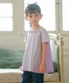 ベビー服 女の子 チェック柄切り替えTシャツ パープル(91)