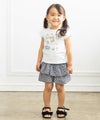 ベビー服 女の子 お花プリント＆リボン付きTシャツ オフホワイト(11) モデル画像全身