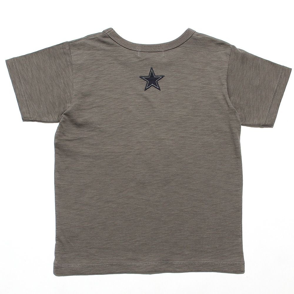 ベビー服 男の子 ポシェット風モチーフTシャツ チャコールグレー(93) 背面