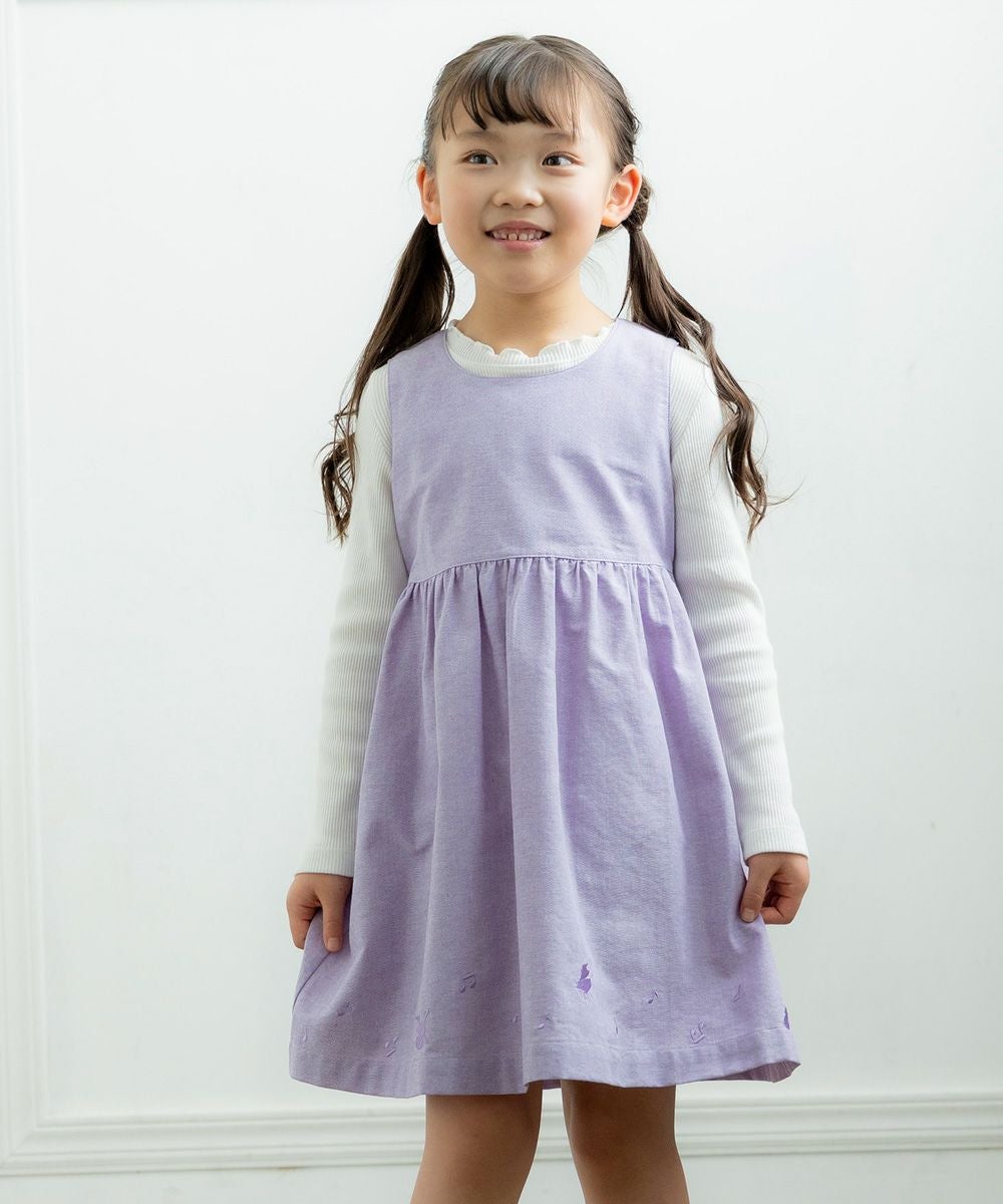 ベビー服 女の子 ダンガリーワンピース パープル(91) モデル画像1