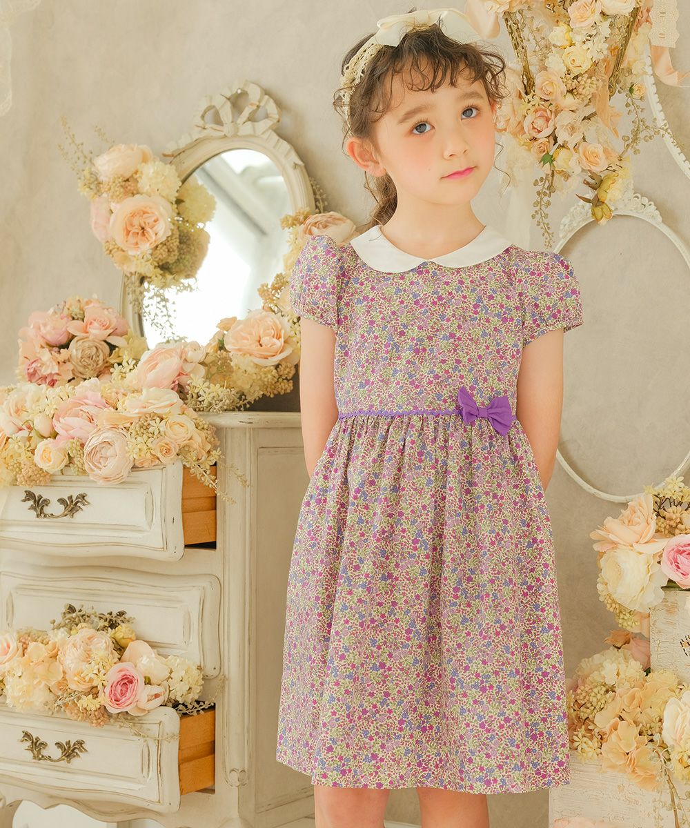 日本製綿100％花柄ワンピース