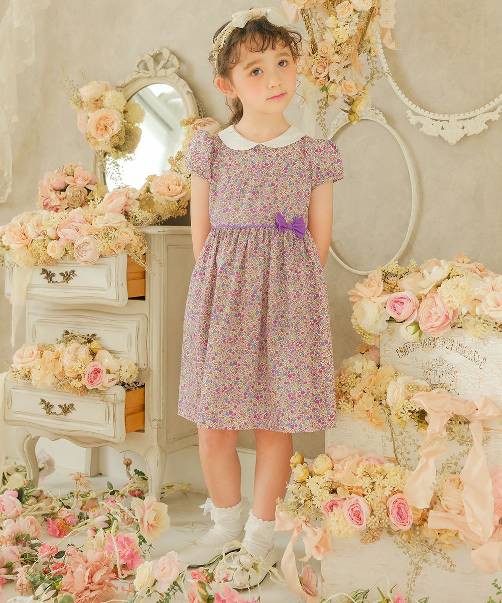 日本製綿100％花柄ワンピース