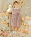 ベビー服 女の子 日本製綿100％花柄ワンピース パープル(91) モデル画像アップ