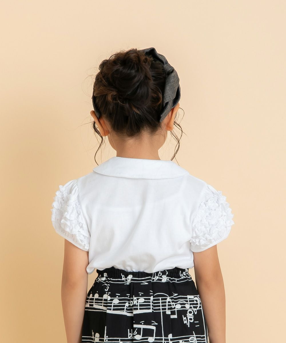 ベビー服 女の子 音符刺繍レースフリルブラウス ホワイト(01) モデル画像3