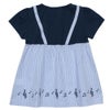 ベビー服 女の子 ストライプ柄リボン付き音符プリント重ね着風Aライン ネイビー(06) 背面