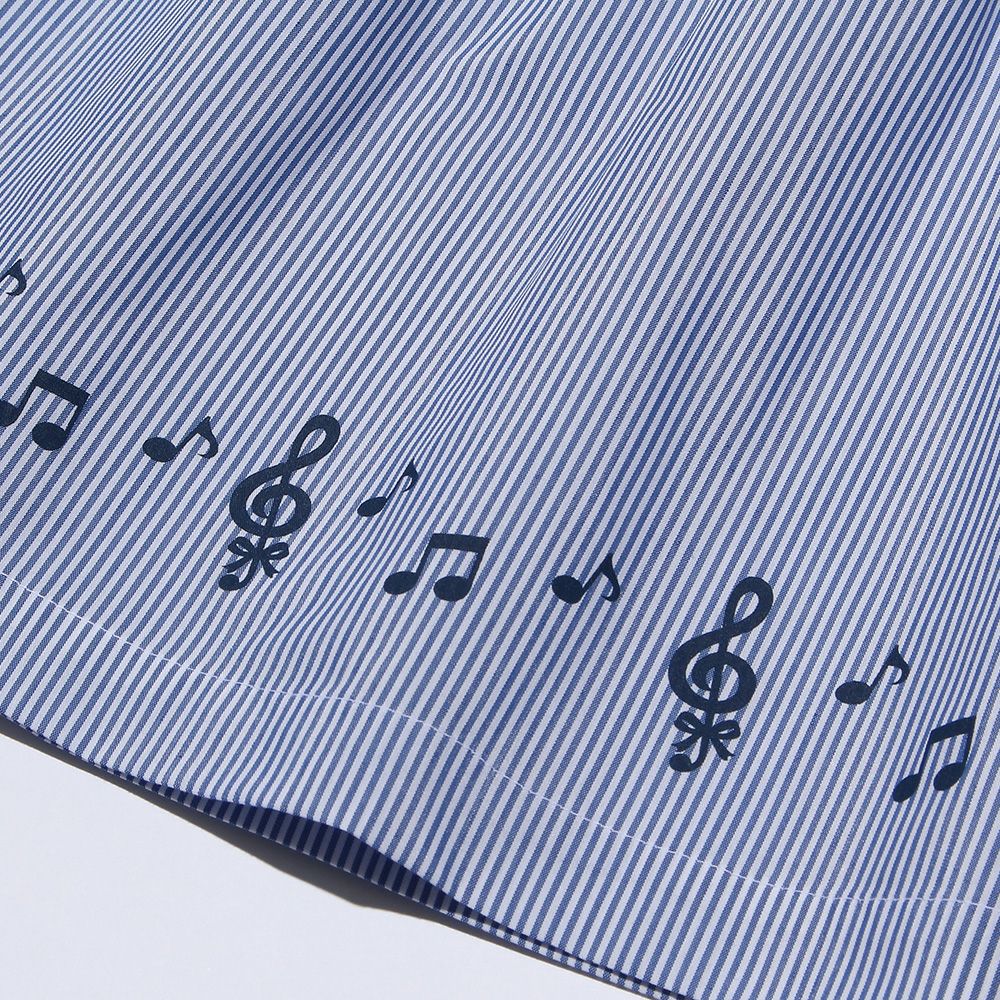 ベビー服 女の子 ストライプ柄リボン付き音符プリント重ね着風Aライン オフホワイト(11) デザインポイント2