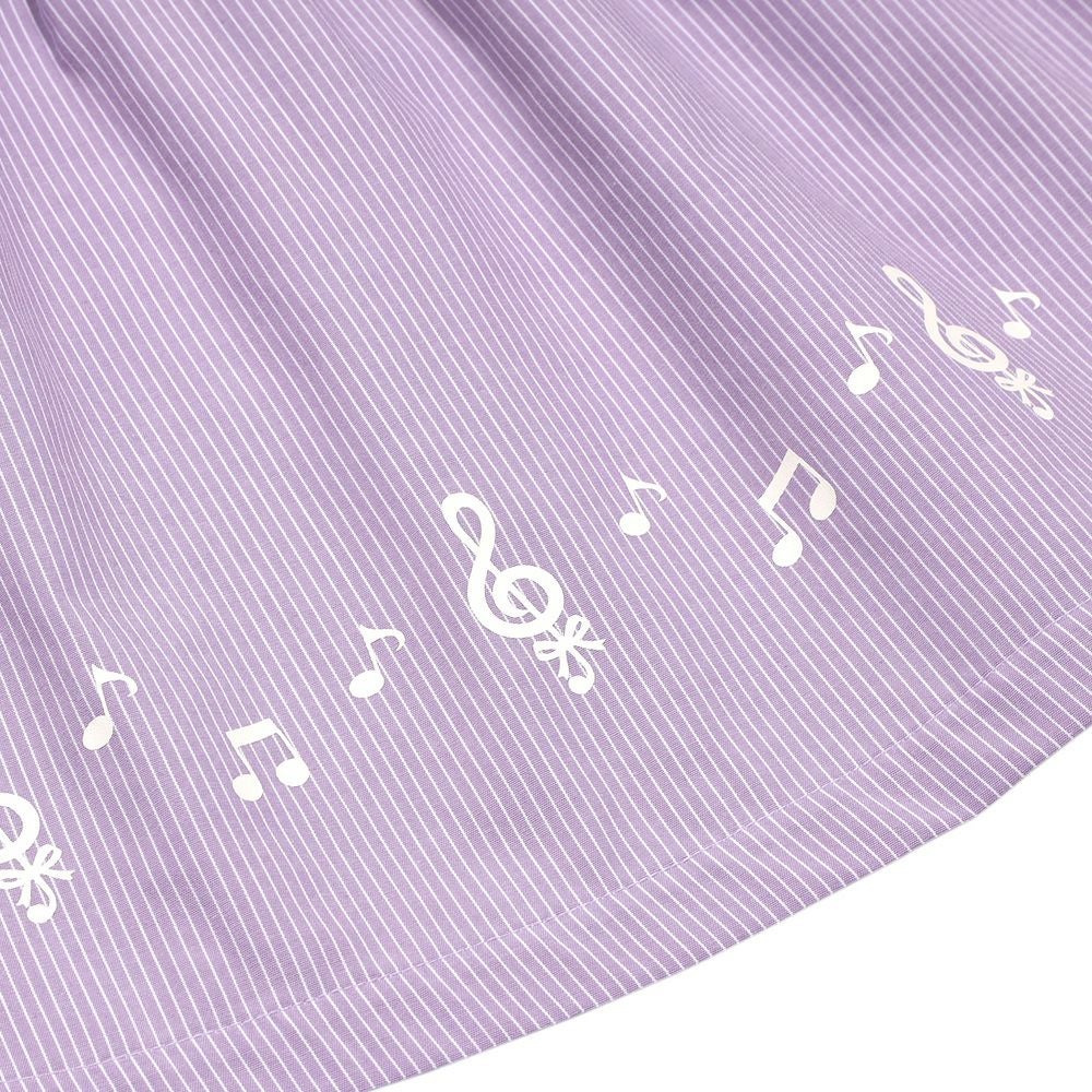 ベビー服 女の子 ストライプ柄リボン付き音符プリント重ね着風Aライン パープル(91) デザインポイント2