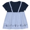 ベビー服 女の子 ストライプ柄リボン付き音符プリント重ね着風Aライン