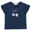 ベビー服 女の子 綿100％さくらんぼモチーフTシャツ ネイビー(06) 正面