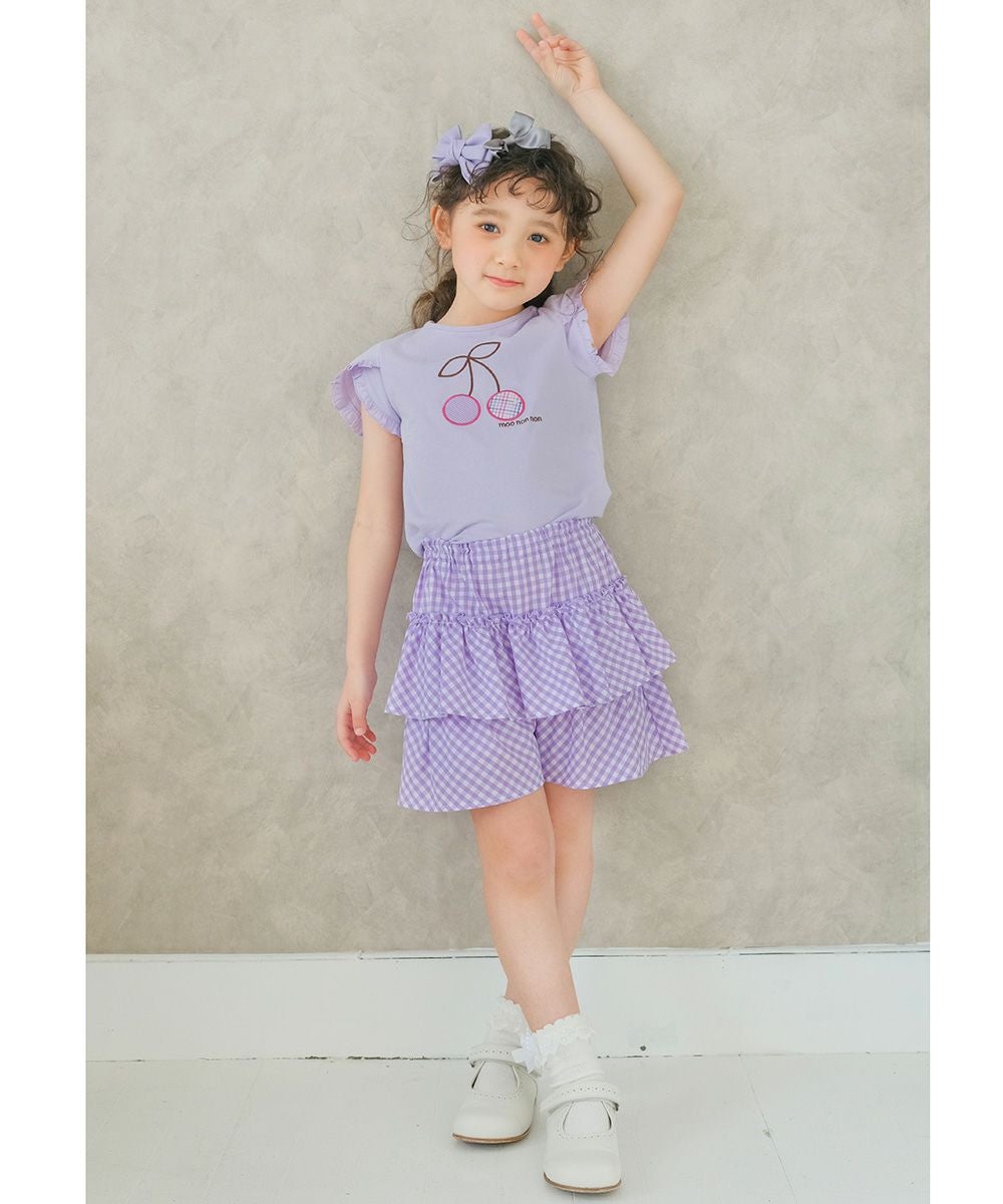 ベビー服 女の子 綿100％さくらんぼモチーフTシャツ パープル(91) モデル画像2